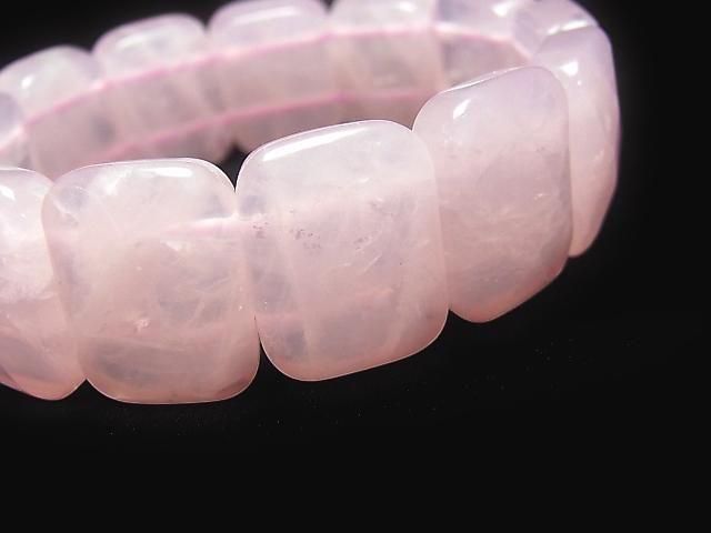 Rosenquarz AA++ 2-Loch Facettierte Rechteck 20x15x7mm 1-Strang (Armband)