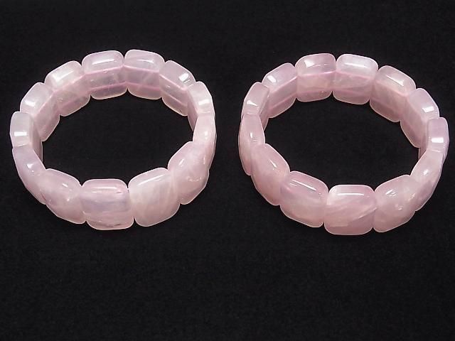 Rosenquarz AA++ 2-Loch Facettierte Rechteck 20x15x7mm 1-Strang (Armband)