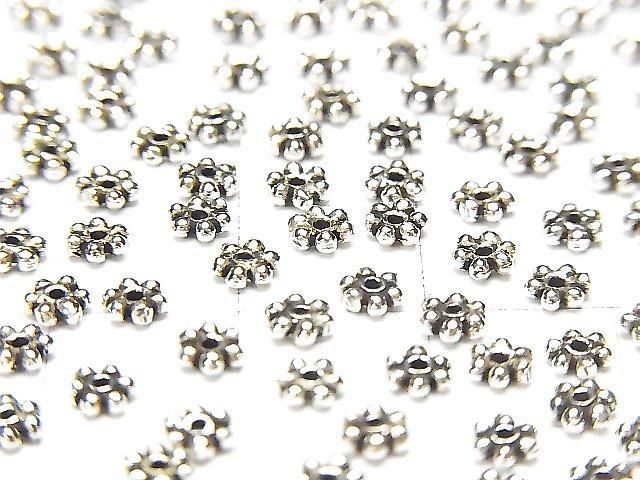 Silver 925 Rondelle Daisy 4x4x1mm Oxidized Finish 10pcs