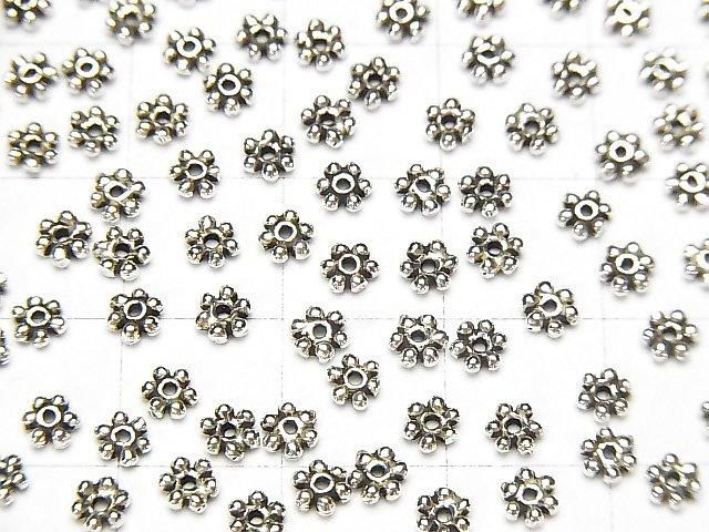 Silver 925 Rondelle Daisy 4x4x1mm Oxidized Finish 10pcs