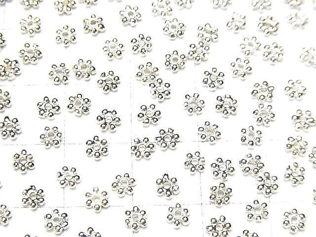 Silver925 Rondelle Daisy 4x4x1mm White Silver 10pcs