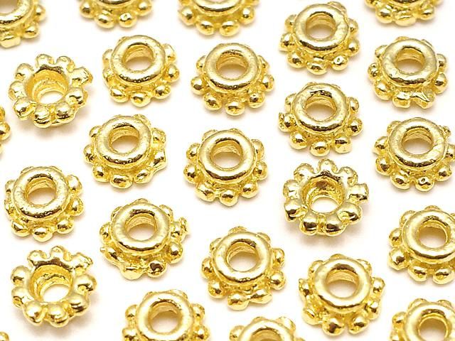 Silver 925 Bead Caps 4x4x2mm 18KGP 4pcs