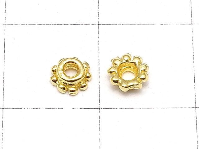 Silver 925 Bead Caps 4x4x2mm 18KGP 4pcs