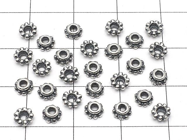 Silver 925 Bead Caps 4x4x2mm Oxidized Finish 6pcs