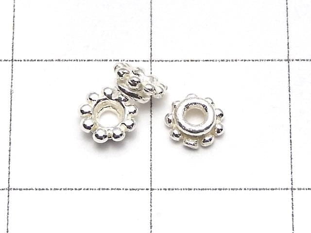Silver 925 Bead Caps 4x4x2mm White Silver 4pcs