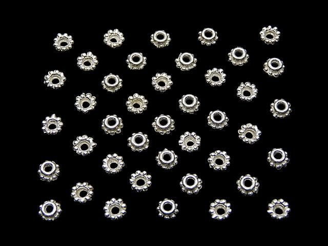 Silver 925 Bead Caps 4x4x2mm White Silver 4pcs