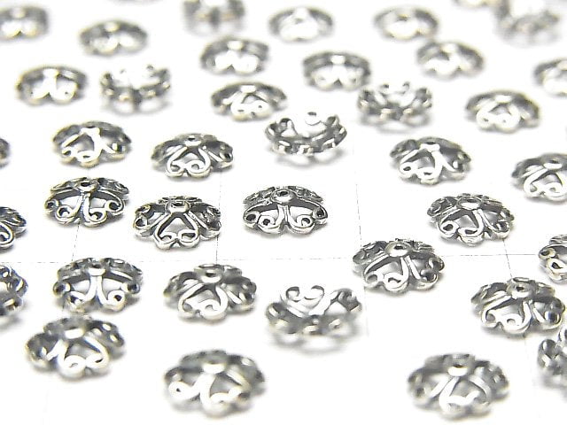 Silver 925 Bead Caps 6x6x2mm Oxidized Finish 10pcs