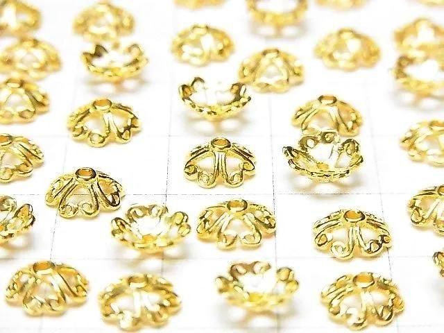 925純銀珠托 7x7x3毫米 18KGP 2個