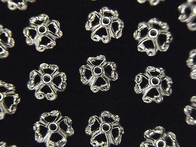 Coupelles Perles Argent 925 7x7x3mm Argent Blanc 4pcs