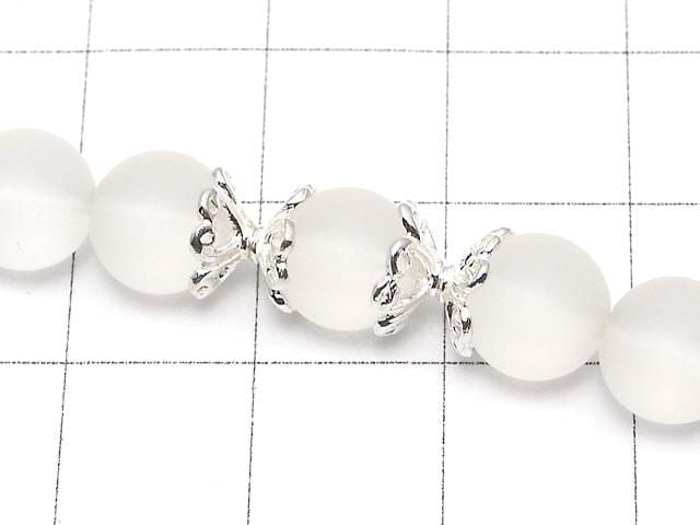 Silver 925 Bead Caps 7x7x3mm White Silver 4pcs