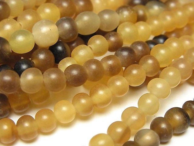 Buffalo Horn Semi Round 6mm Beige x Brown 1strand beads (aprx.15inch/38cm)