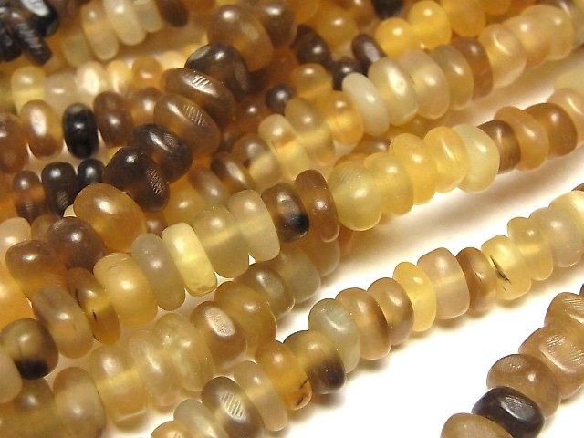 Buffalo Horn Square - Rectangle Rondelle Beige x Brown 1 strand beads (aprx.15inch/38cm)