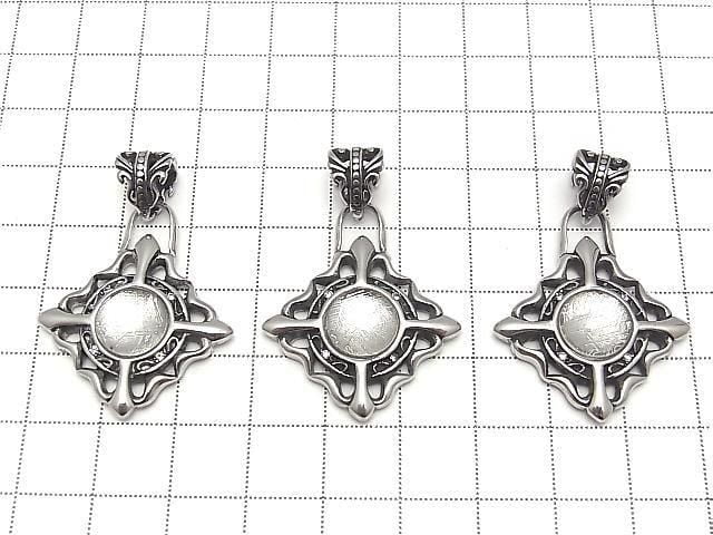 Meteorite (Muonionalusta) Design Bezel Setting Round Pendant 34x29mm 1pc