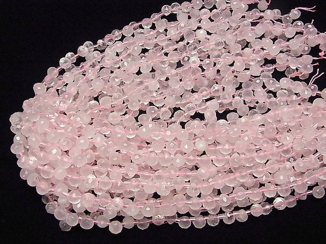 Rosenquarz AA++ Zwiebel Facettiert Briolette 7x7x7mm halbe oder 1Strang Perlen (ca. 15 Zoll / 36 cm)
