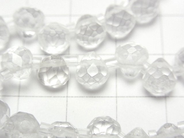 Kristall AA+ Zwiebel Facettiert Briolette 7x7x7mm halbe oder 1Strang Perlen (ca. 15 Zoll / 36 cm)
