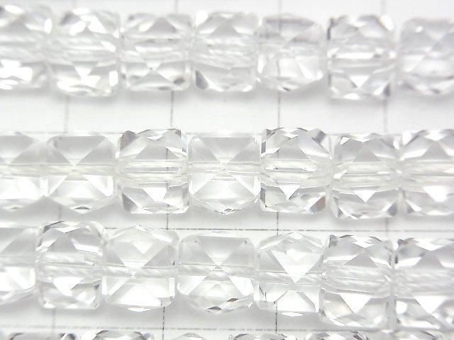 Hochwertig! Kristall AAA+ Ohrstecker, Würfelform, 8mm Halbe oder 1Strang Perlen (ca. 7 Zoll / 18 cm)