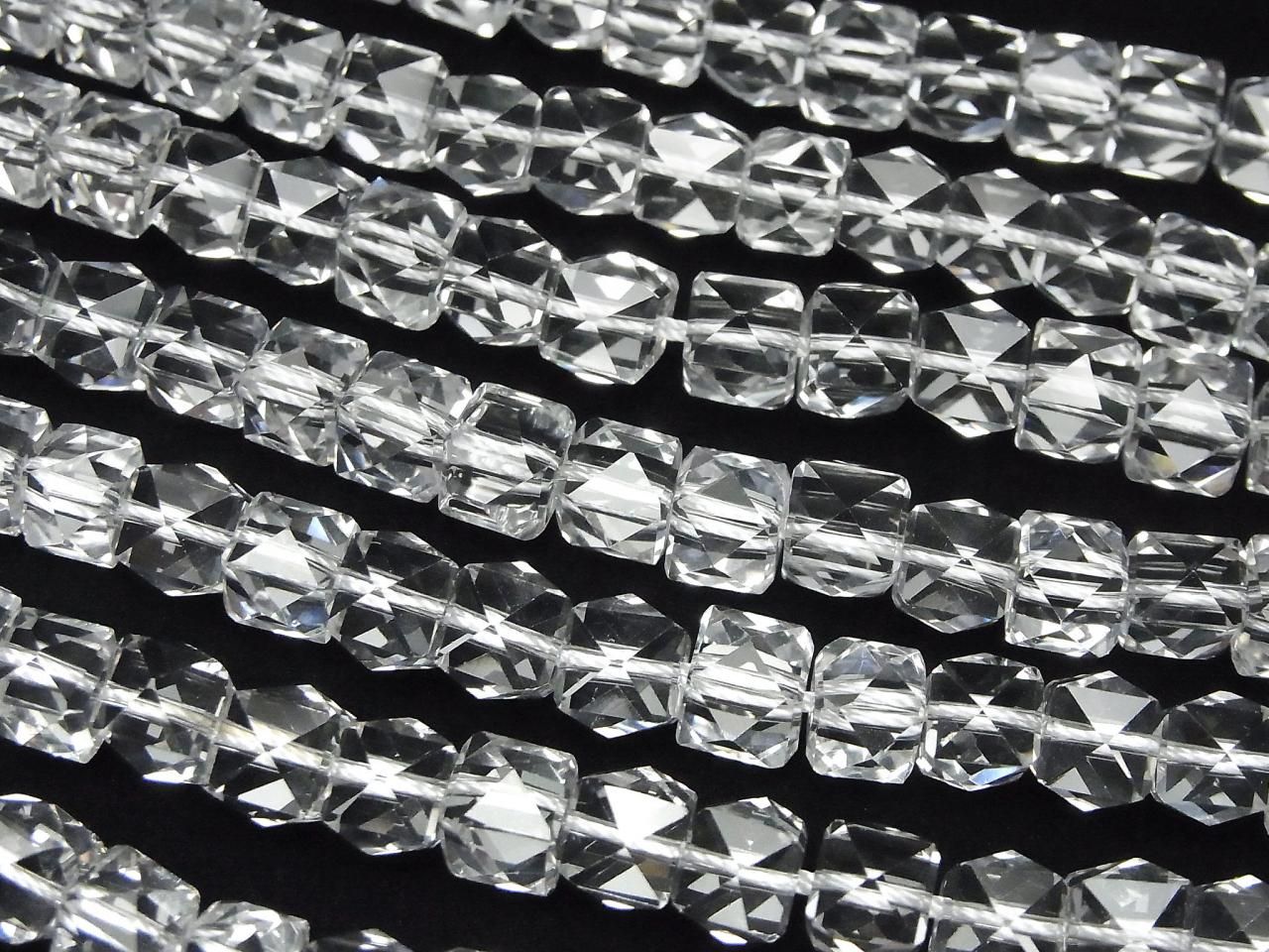 Qualité supérieure ! Clous de quartz cristallin AAA+, forme cubique, perles de 8mm en demi ou 1 fil (environ 7 pouces/18 cm)