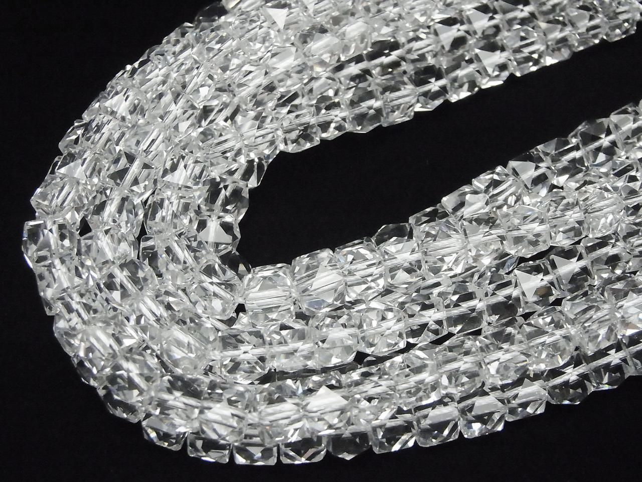 Qualité supérieure ! Clous de quartz cristallin AAA+, forme cubique, perles de 8mm en demi ou 1 fil (environ 7 pouces/18 cm)