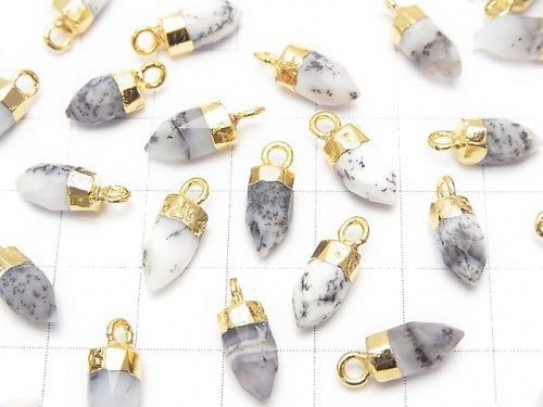 2pcs $6.79! Dendrite Opal Faceted Point Charm Gold Color 2pcs
