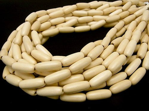 1strand $4.79! White Wood Rice 20x7x7mm 1strand beads (aprx.15inch / 37cm)