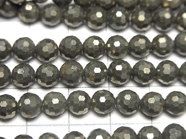 High Quality! Pyrite AAA 128Faceted Round 6mm half or 1strand beads (aprx.15inch/36cm)