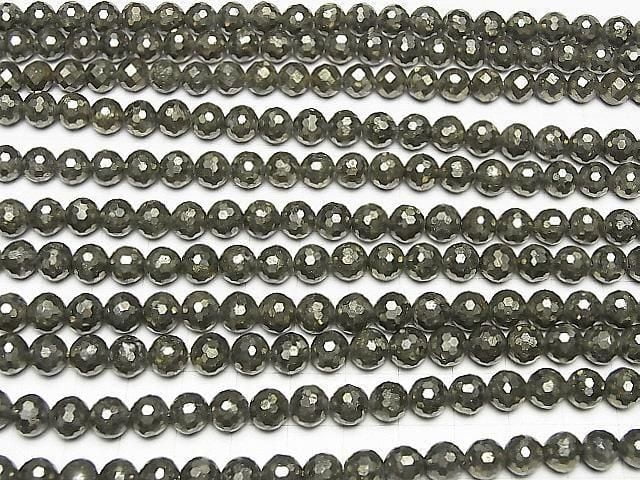 High Quality! Pyrite AAA 128Faceted Round 8mm half or 1strand beads (aprx.15inch/37cm)