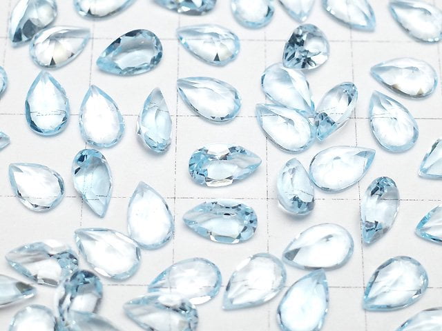 Hochwertiger Himmelblauer Topas AAA Lose Stein Birnenform Facettiert 8x5mm 5 Stück