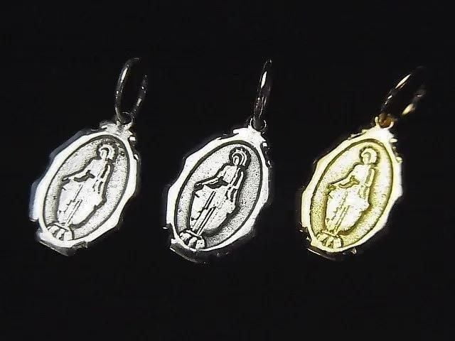 Breloque en argent 925 à motif médaille miraculeuse 13x8mm 1 pièce