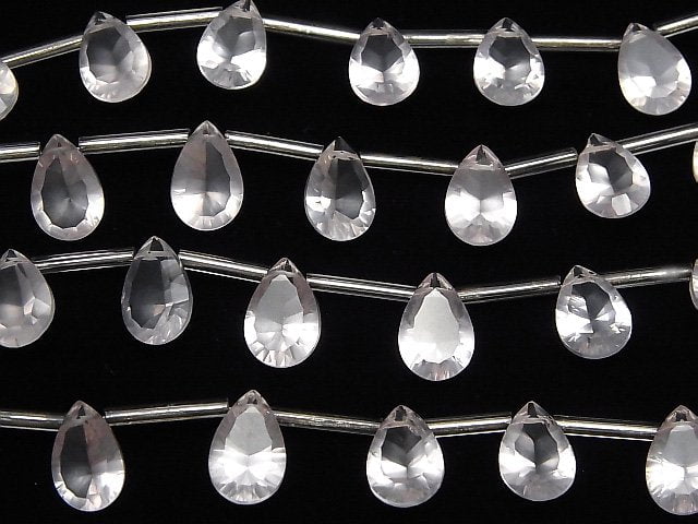 Hochwertiger Madagaskar Rosenquarz AAA Birnenform Konkavschliff 12 x 8 mm halb oder 1 strang (10 Stück)