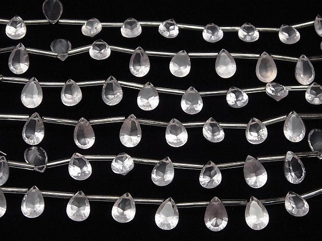 Hochwertiger Madagaskar Rosenquarz AAA Birnenform Konkavschliff 12 x 8 mm halb oder 1 strang (10 Stück)