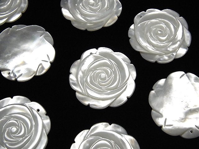 1pc $5.79 White Shell (Silver-lip Oyster) AAA Rose 30mm 1pc