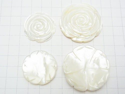1 Stück 5,79 $ Weißes Muschel (Silberlippen-Auster) AAA Rose 30mm, 40mm 2 Löcher 1 Stück