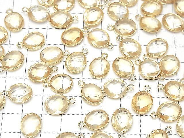 High Quality Citrine AAA Bezel Setting Faceted Oval 13x11mm 18KGP 2pcs