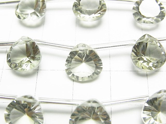Hochwertiger grüner Amethyst AAA Kastanienförmiger konkaver Schnitt 10x10mm 1 Strang Perlen (8 Stück)