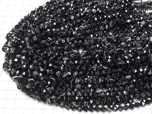 Onyx rayé, rond à 20 facettes, 6 mm, 1 fil de perles (environ 15 pouces/36 cm)