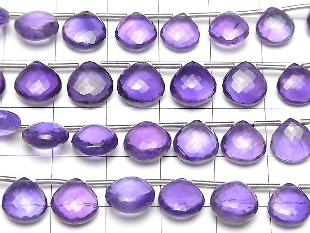 Mikroschnitt Hochwertiger Amethyst AAA Kastanienform Facettierte Briolette 1 Strang Perlen (8 Stück)