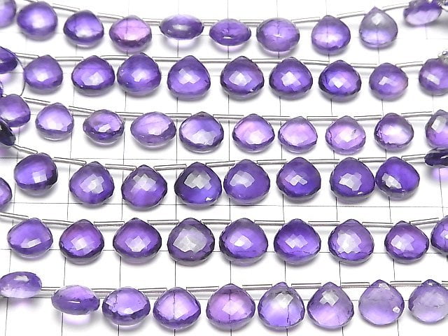 Mikroschnitt Hochwertiger Amethyst AAA Kastanienform Facettierte Briolette 1 Strang Perlen (8 Stück)