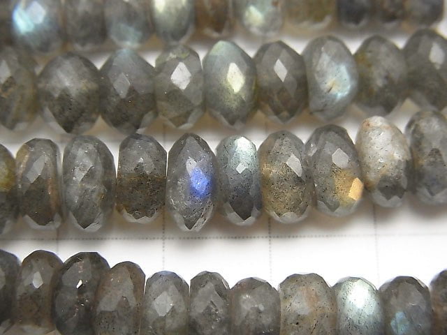 High Quality Labradorite AAA- Faceted Button Rondelle half or 1strand beads (aprx.13inch/31cm)