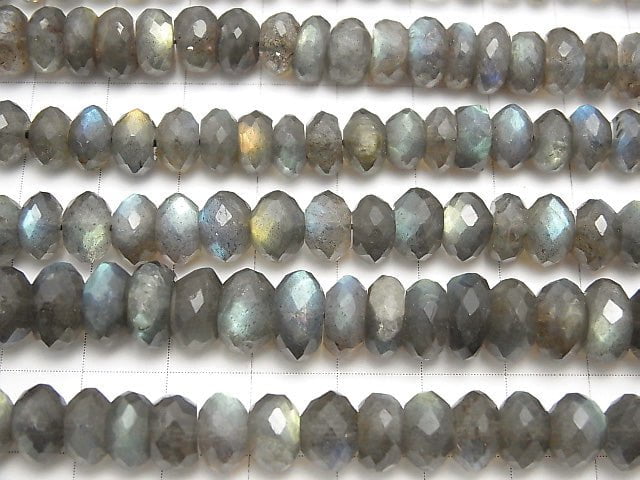 High Quality Labradorite AAA- Faceted Button Rondelle half or 1strand beads (aprx.13inch/31cm)
