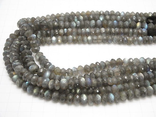 High Quality Labradorite AAA- Faceted Button Rondelle half or 1strand beads (aprx.13inch/31cm)