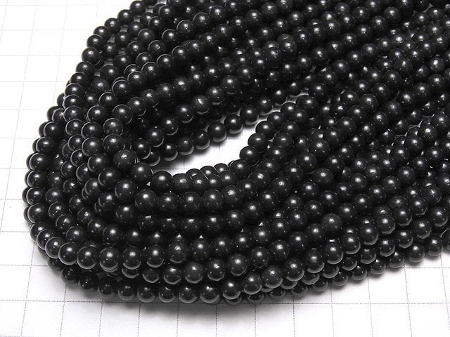 Russische Schungit AAA Rund 6 mm 1Strang Perlen (ca. 15 Zoll / 36 cm)