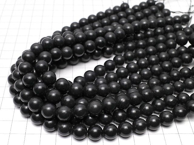Russische Schungit AAA Rund 10mm halb oder 1Strang Perlen (ca. 15 Zoll / 36 cm)