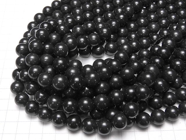 Russische Schungit AAA Rund 12 mm halb oder 1Strang Perlen (ca. 15 Zoll / 38 cm)