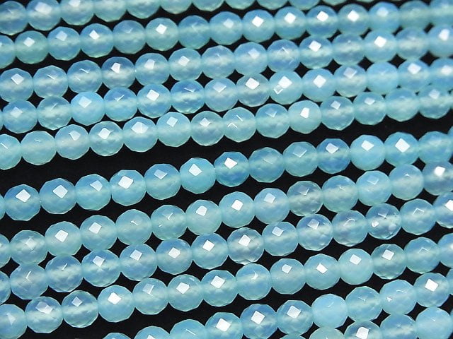 See-blau Chalcedon AAA 64 facettierte Runde 6 mm halb oder 1 Strang Perlen (ca. 15 Zoll / 38 cm)