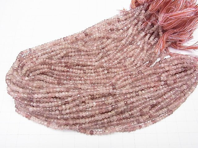 1strand $14.9! Pink Epidote AA Faceted Button Rondelle 1strand beads (aprx.13inch / 31cm)