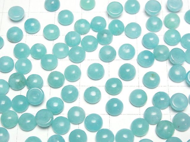 Peruanische Amazonit AAA- Runde Cabochon 6x6mm 4Stücke