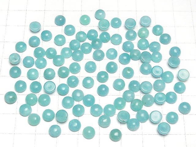 Peruanische Amazonit AAA- Runde Cabochon 6x6mm 4Stücke