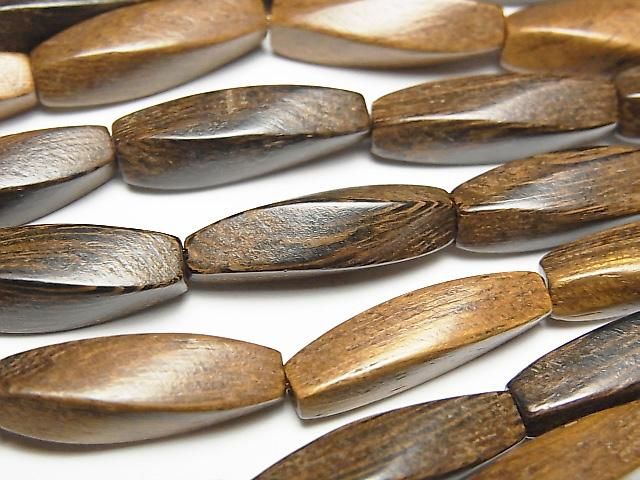 Wood Beads 4Faceted Twist Faceted Rice 20x6x6mm 1strand beads (aprx.15inch/38cm)