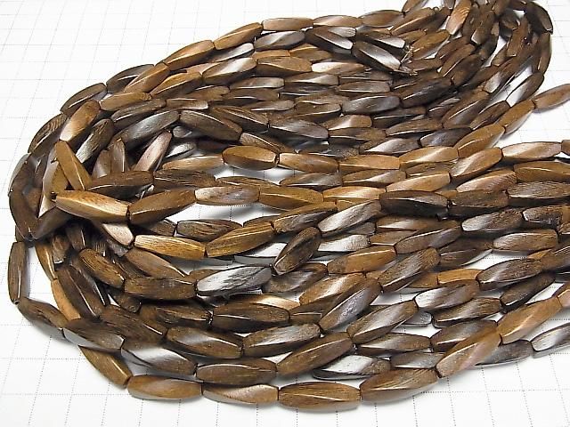 Wood Beads 4Faceted Twist Faceted Rice 20x6x6mm 1strand beads (aprx.15inch/38cm)