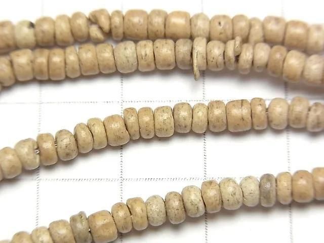 Coconut Rondelle beads, 4x4x3mm, natural color, 1 strand (approx. 15 inches/36 cm)